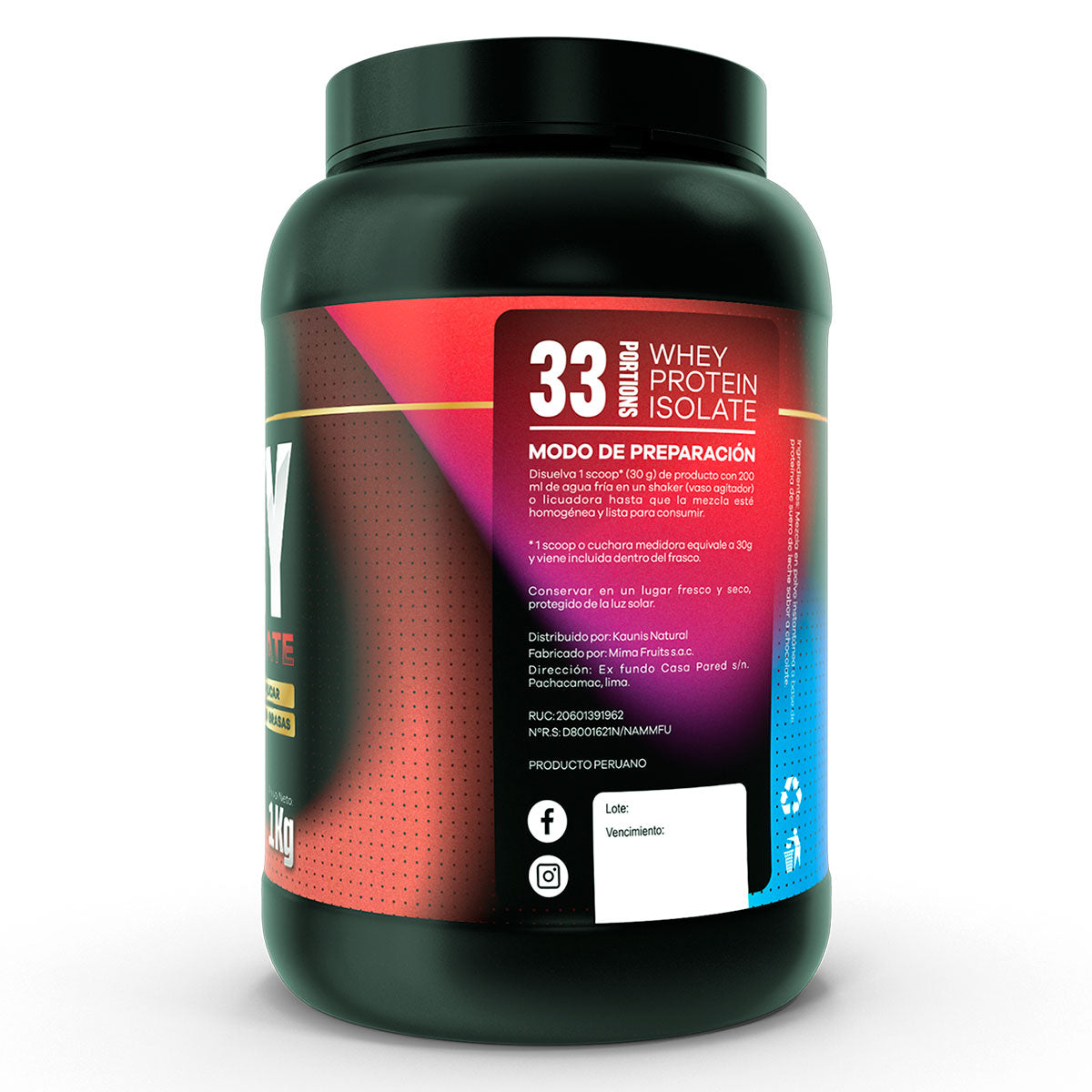 Whey Protein Isolate - Sabor Chocolate x 1Kg