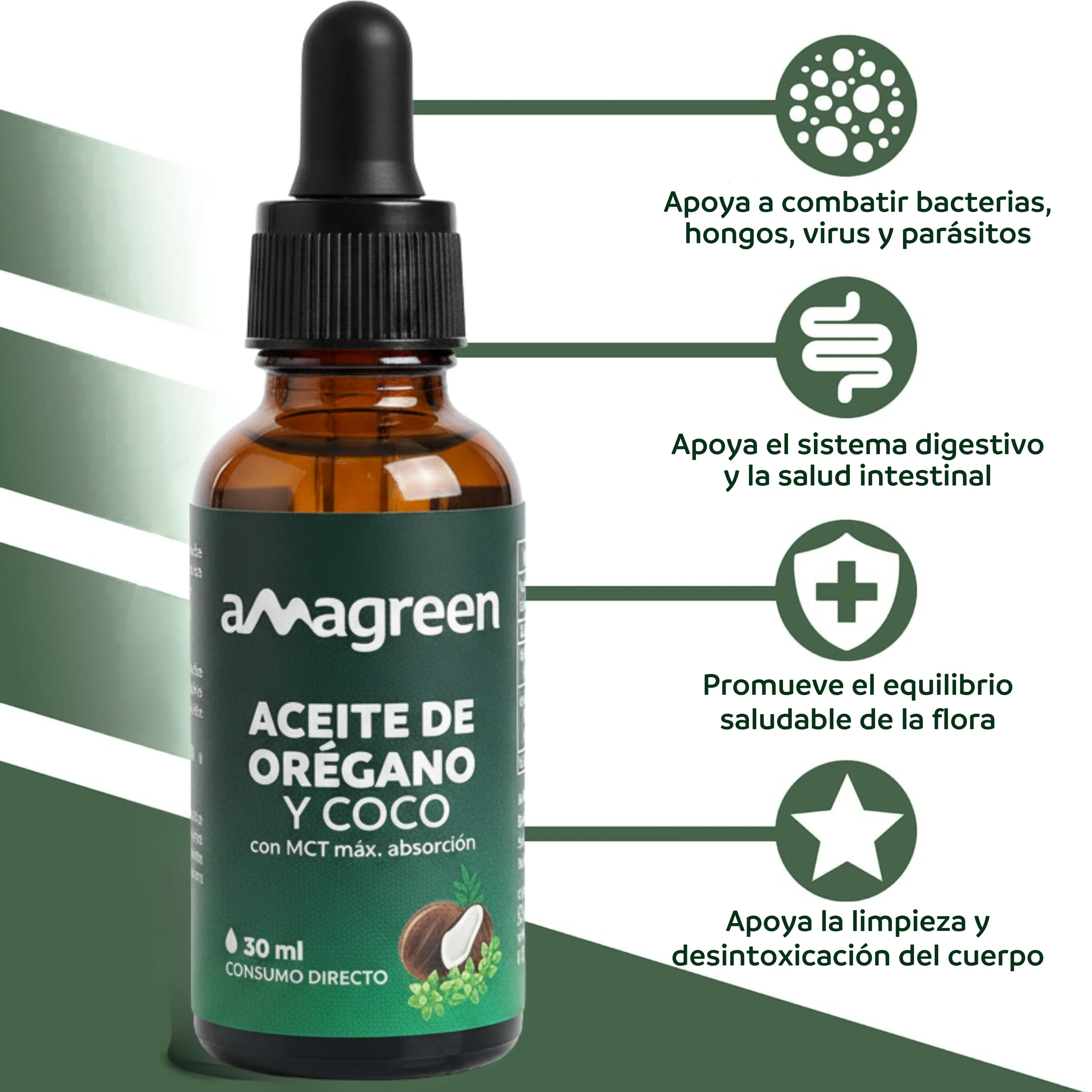 Aceite de Orégano + MCT en Gotas 30 ml | Alta Potencia 90% Carvacrol | Refuerzo Inmunitario y Digestivo Natural