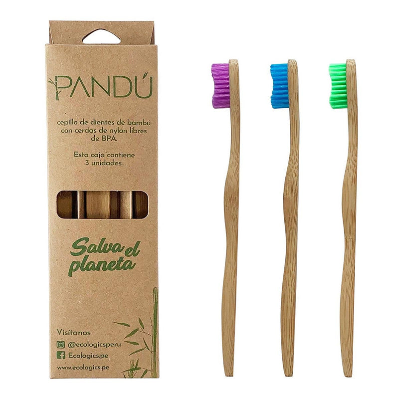 Cepillo de Dientes de Bambú - Pack de 3 Unidades