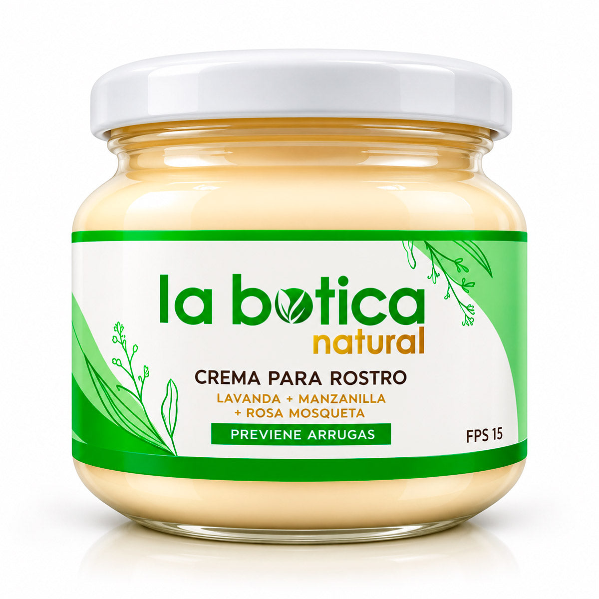 Crema Facial Natural Antiarrugas y Antimanchas con FPS 15 x 100g | Hidratante con Rosa Mosqueta, Jojoba y Lavanda