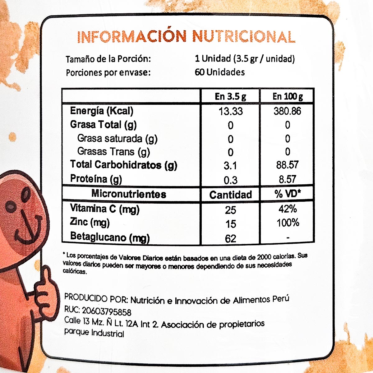 Gomitas de Zinc + Betaglucano + Vitamina C para Niños - Sabor Natural a Piña x 60u