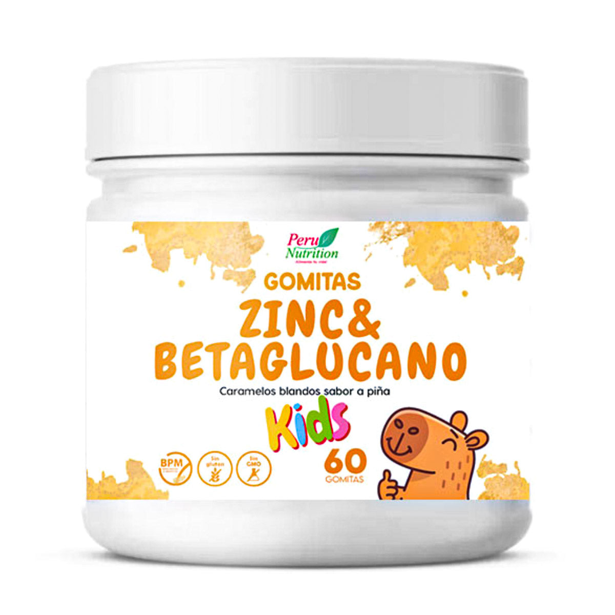 Gomitas de Zinc + Betaglucano + Vitamina C para Niños - Sabor Natural a Piña x 60u