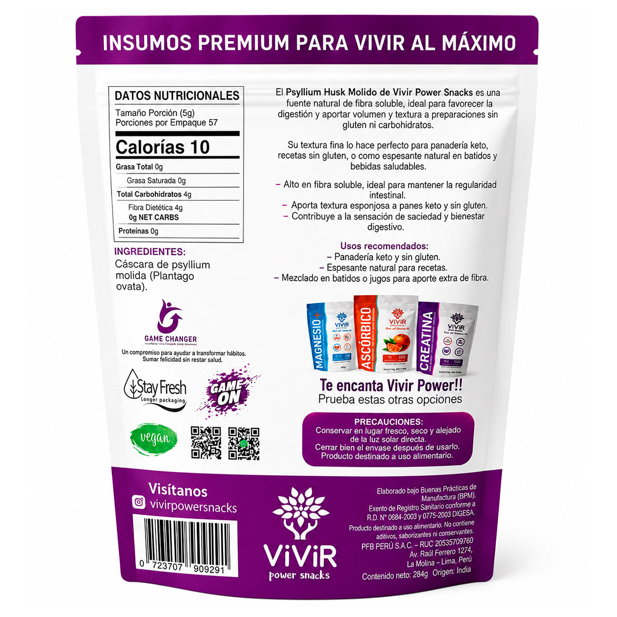 Psyllium Husk en polvo x 284g