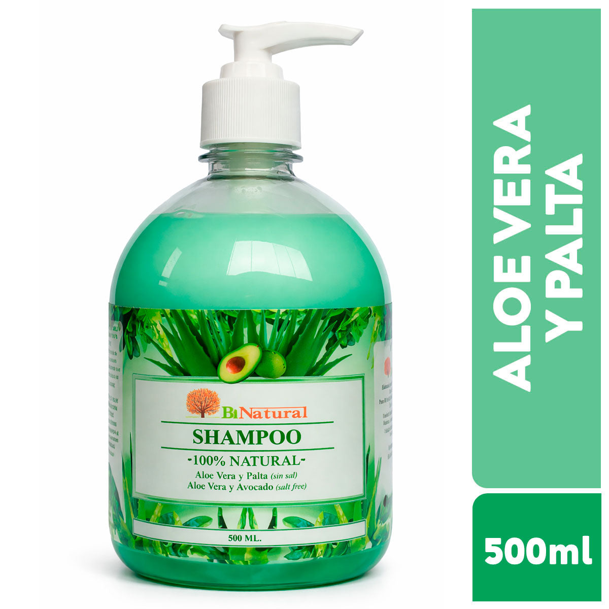 Shampoo Natural de Aloe Vera y Palta x 500ml