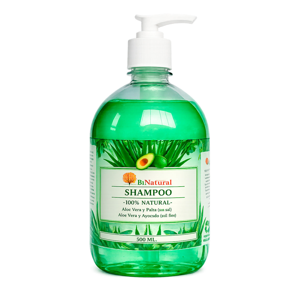 Shampoo Natural de Sábila y Palta x 500ml | Sin Sal, Sin Sulfatos