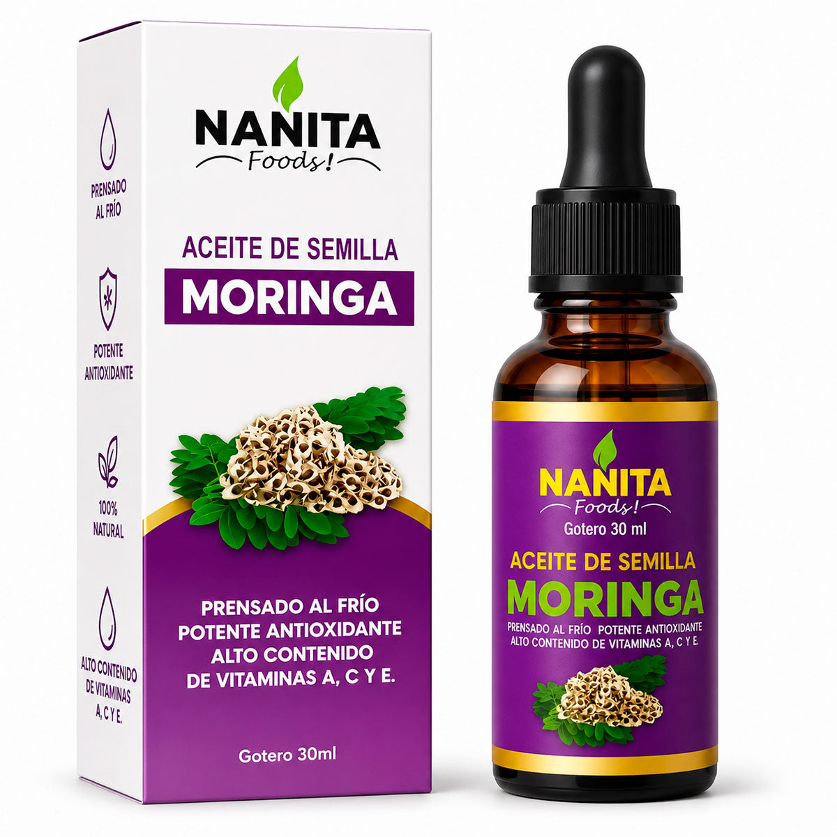 Aceite de Moringa 100% Puro x 30ml | Nutritivo, Hidratante y Antioxidante