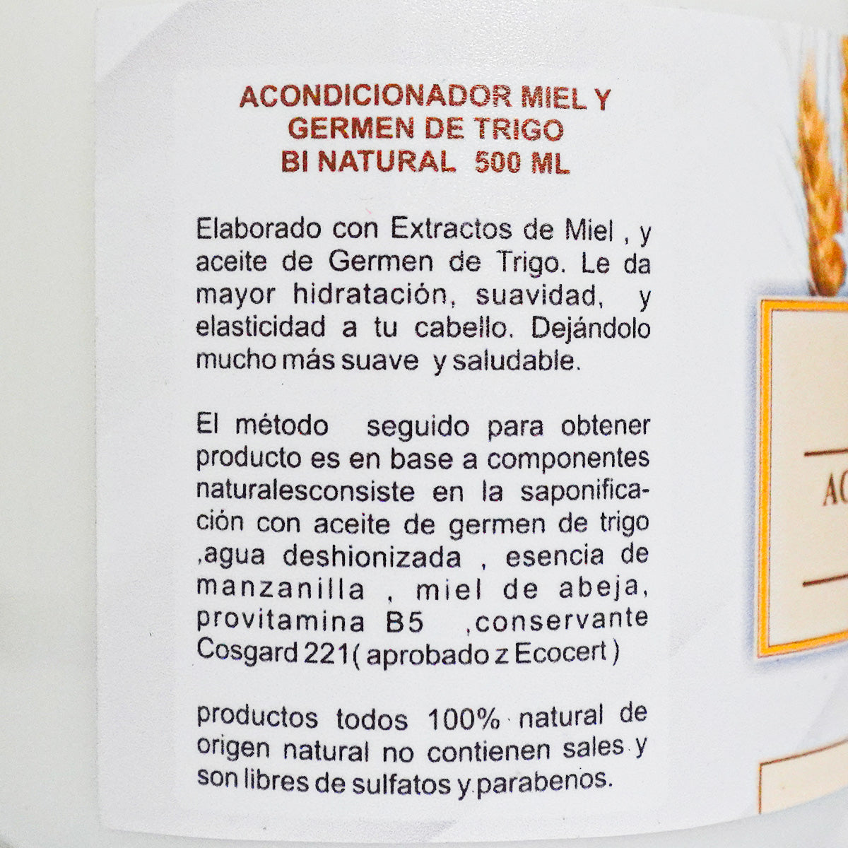 Acondicionador de Germen de Trigo y Miel x 500ml | Nutrición, Suavidad y Brillo Natural