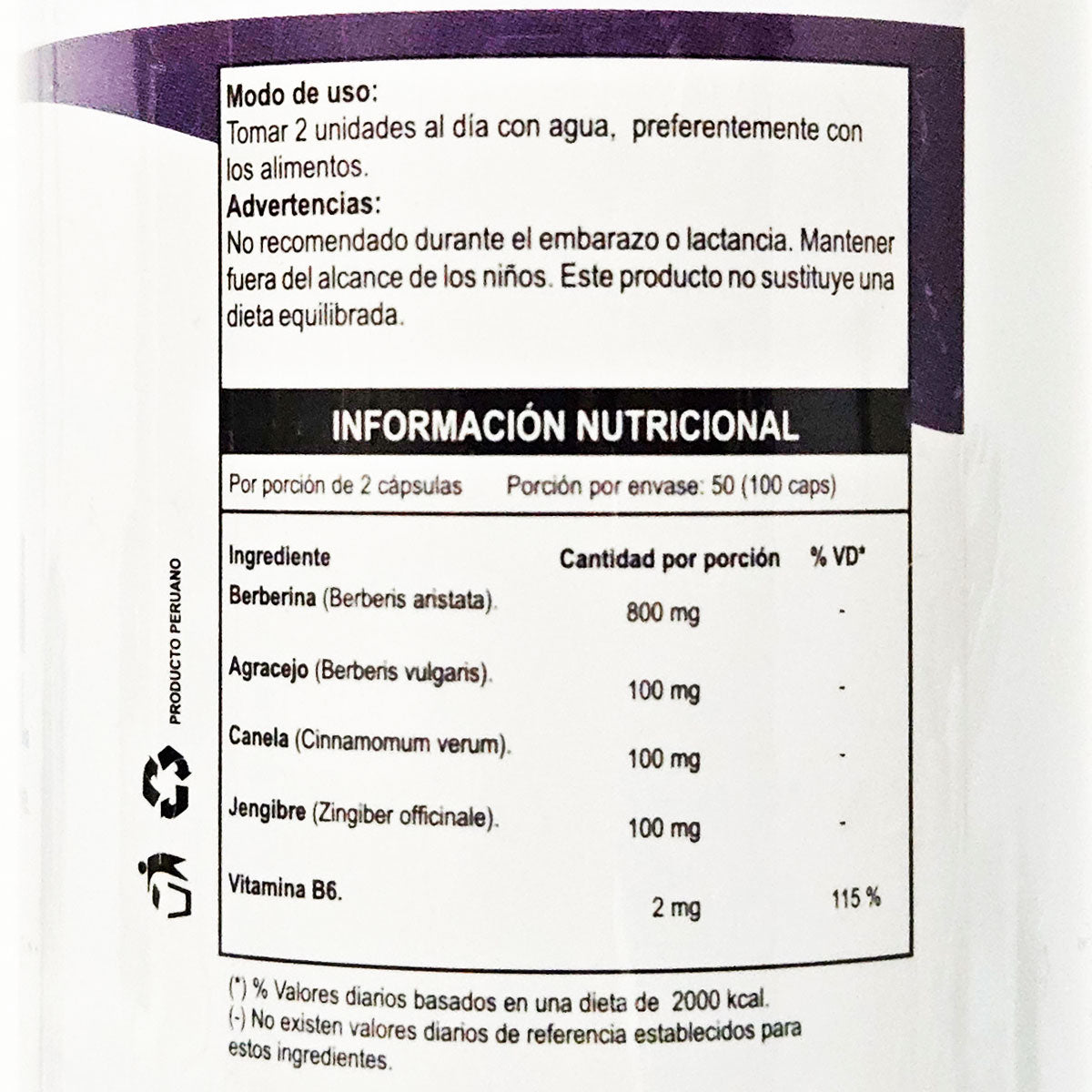Berberina Food Control en cápsulas (100 x 500 mg) – Control de Apetito, Metabolismo y Glucosa