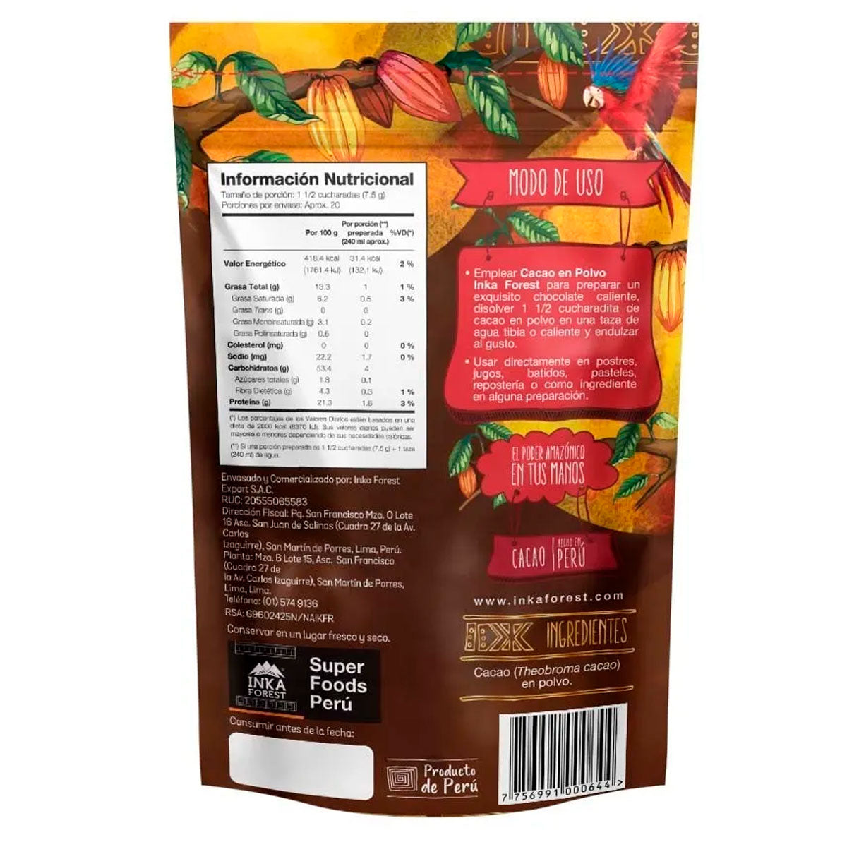 Cacao en Polvo 100% Puro x 150g