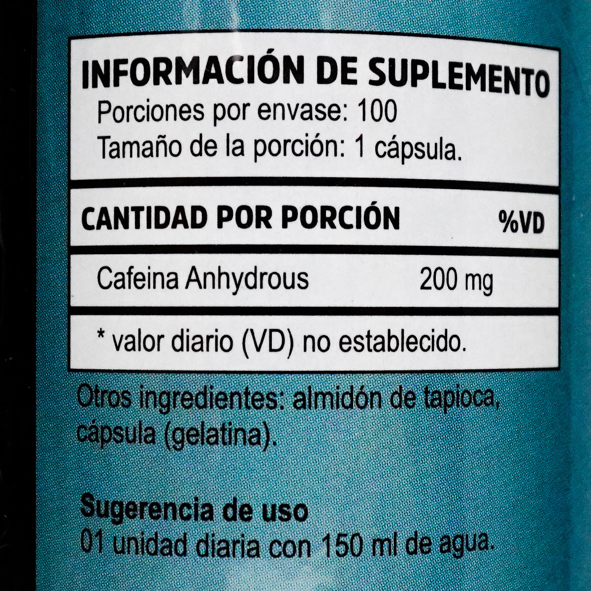 Cafeína en cápsulas (100 x 200mg) – Energía y Enfoque al Instante