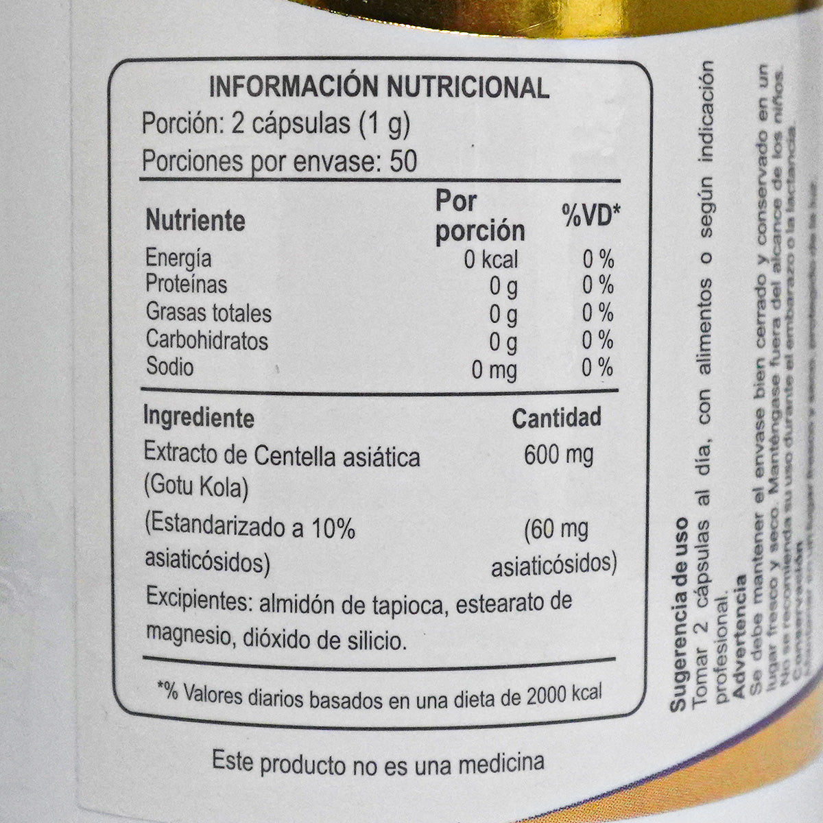 Centella Asiática (Gotu Kola) en cápsulas (100 x 500 mg) | Memoria, Circulación y Salud de la Piel