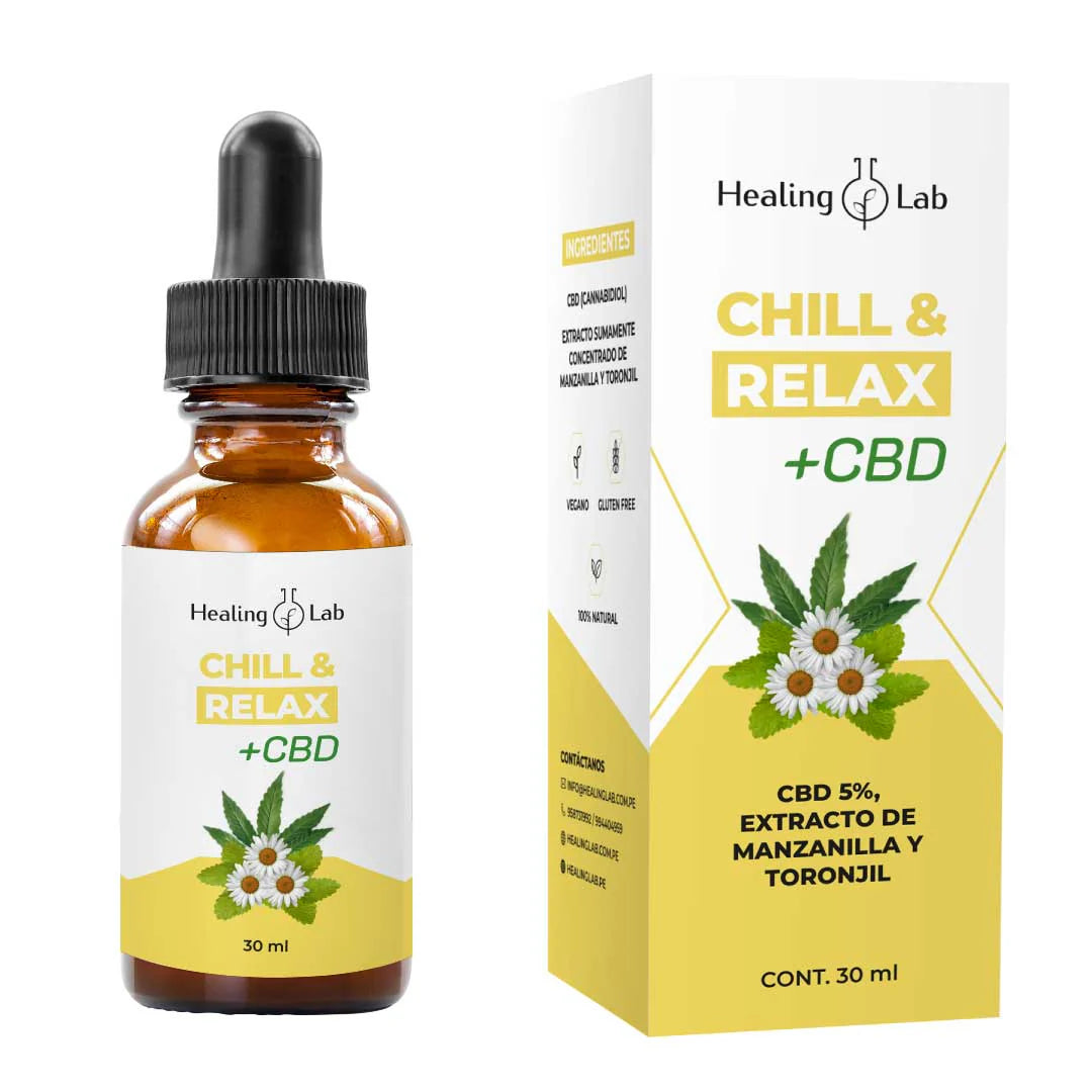 Chill and Relax + CBD – Extracto Sublingual Natural con Manzanilla, Toronjil y CBD Puro para Estrés y Ansiedad x 30ml