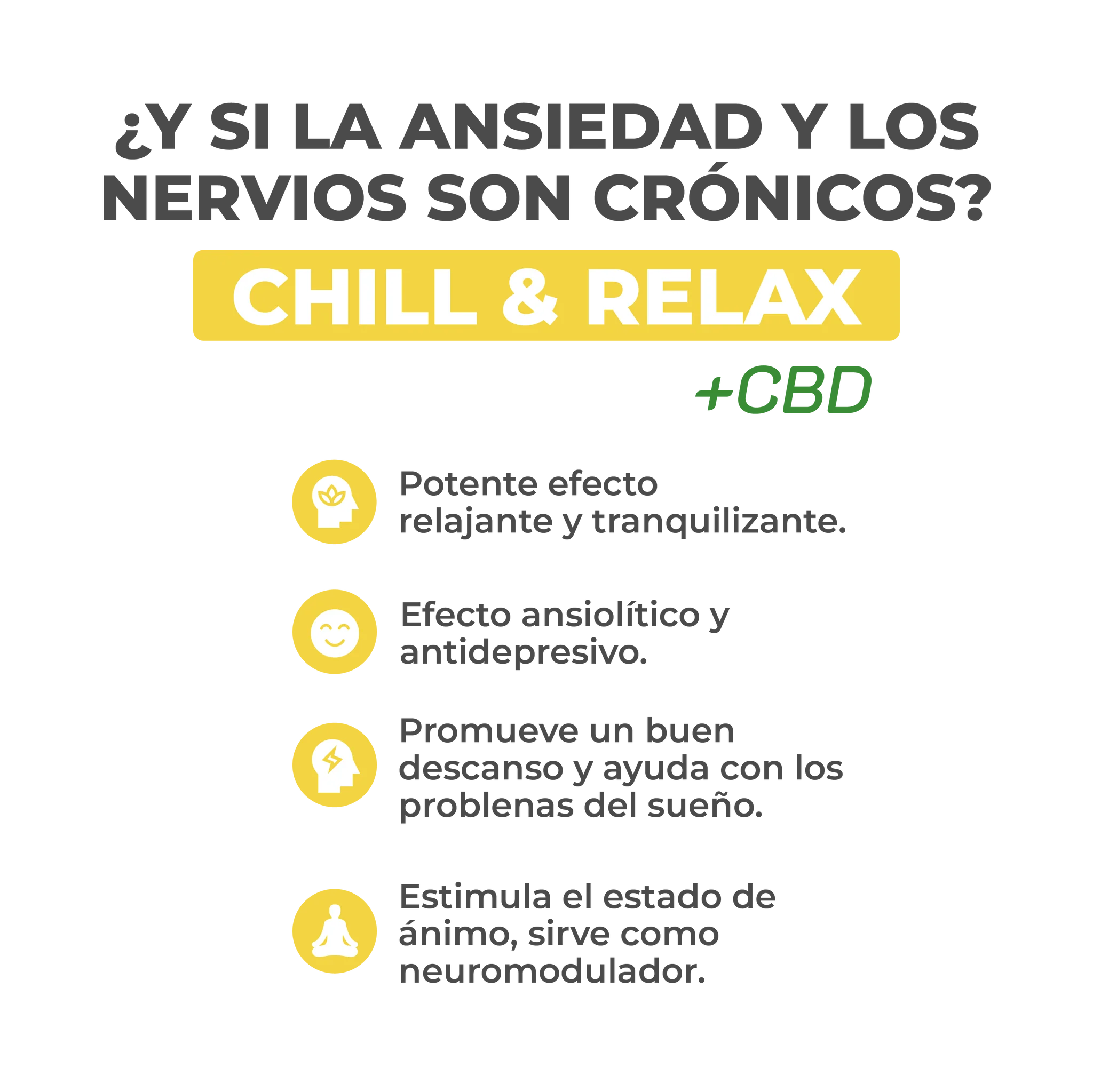 Chill and Relax + CBD – Extracto Sublingual Natural con Manzanilla, Toronjil y CBD Puro para Estrés y Ansiedad x 30ml