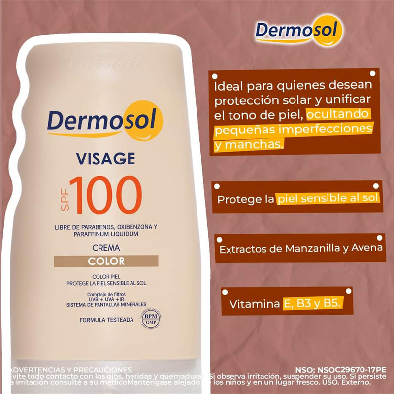 Protector Solar Dermosol Visage Color SPF 100 x 60g