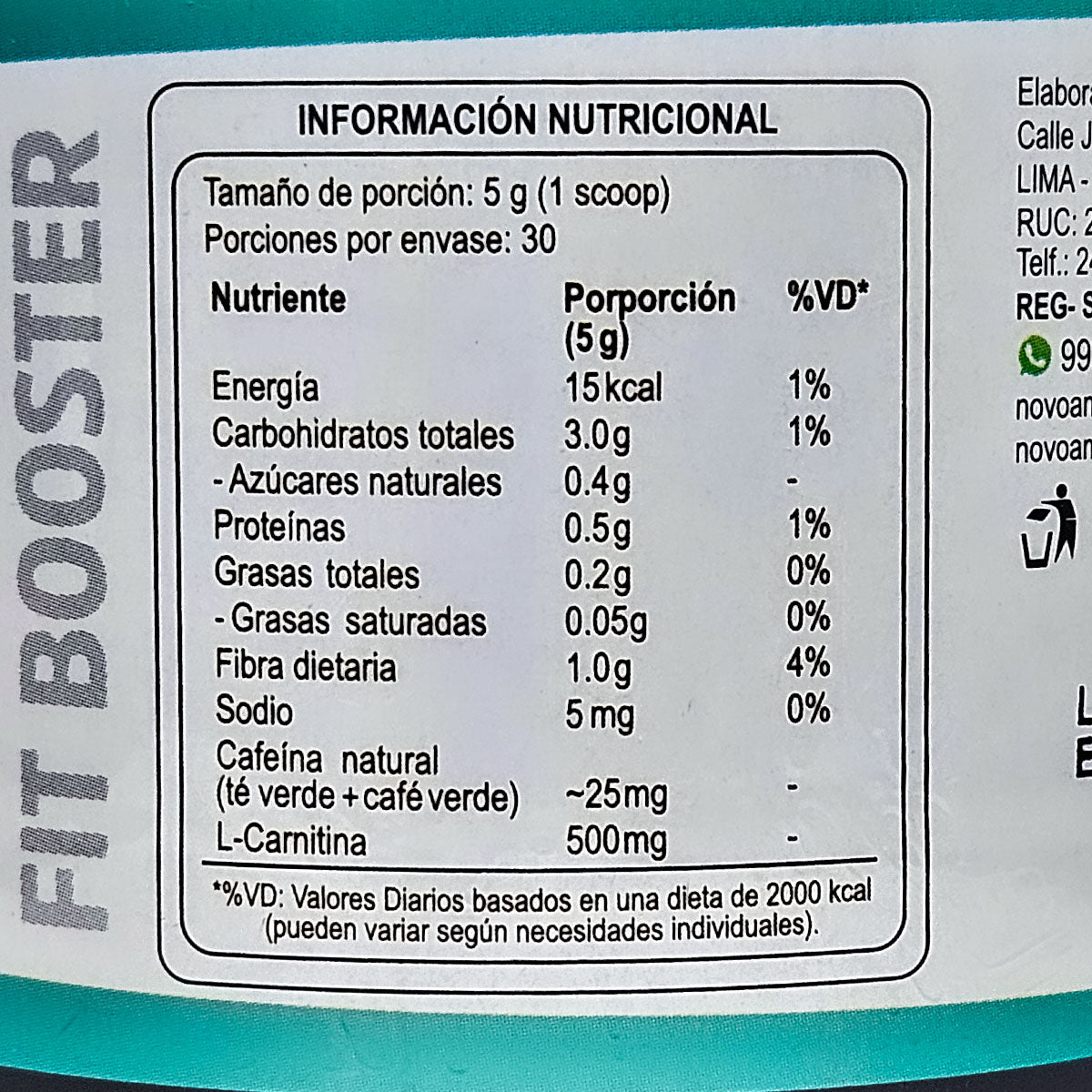 Fit Booster con L-Carnitina, Té Verde, Algas Marinas y Piña x 150g