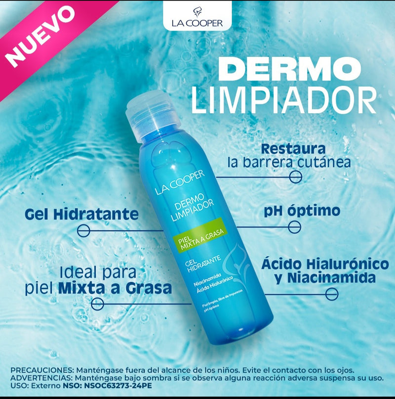 Gel Dermolimpiador con Niacinamida y Ácido Hialurónico - Piel Mixta a Grasa x 120ml