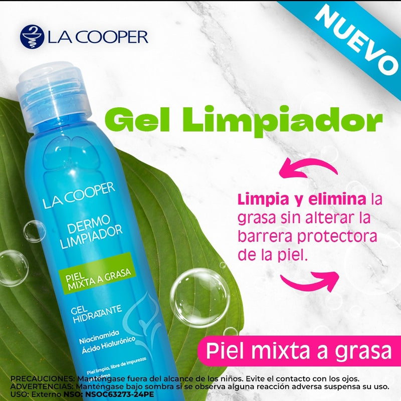 Gel Dermolimpiador con Niacinamida y Ácido Hialurónico - Piel Mixta a Grasa x 120ml