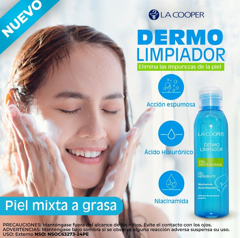 Gel Dermolimpiador con Niacinamida y Ácido Hialurónico - Piel Mixta a Grasa x 120ml