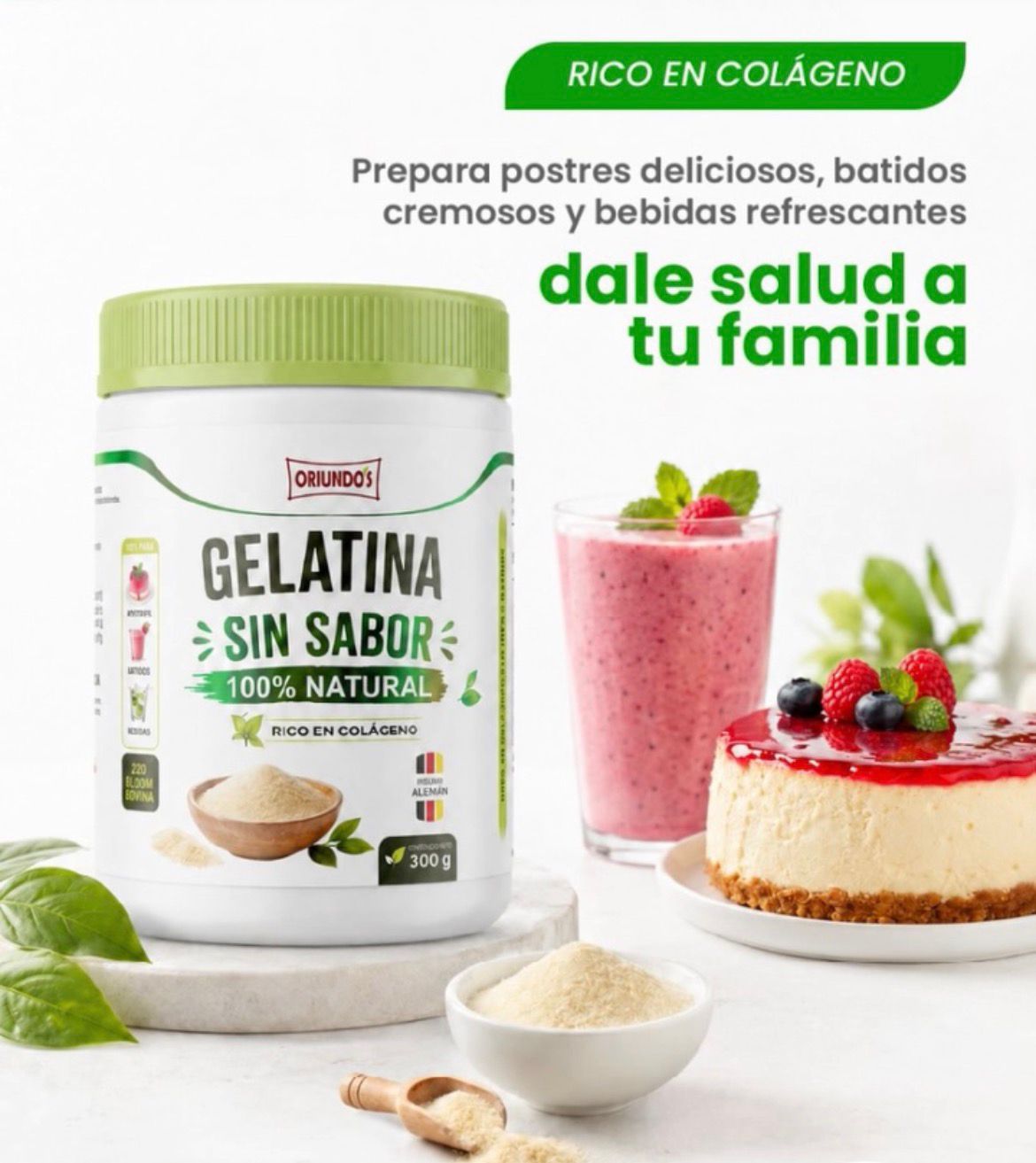 Gelatina Sin Sabor 100% Natural x 300g | Insumo Alemán | 220 Bloom