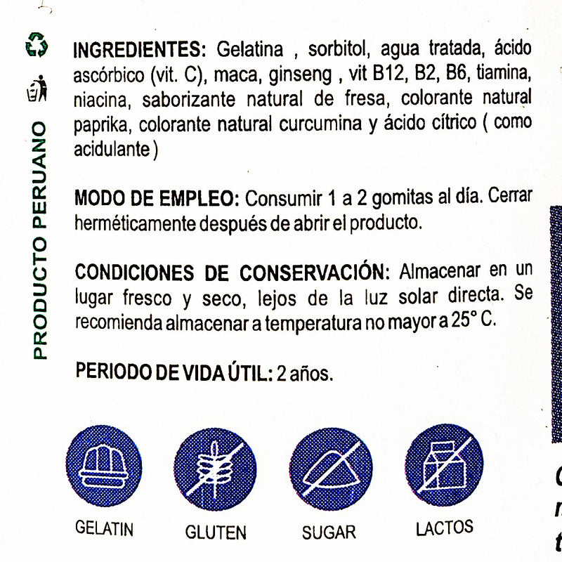 Gomitas Vitamínicas Complejo B - Sabor Natural a Fresa x 90u