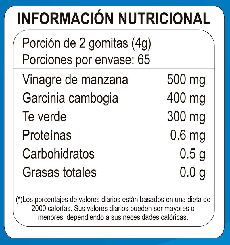 Gomitas Diet 3 - Vinagre de Manzana, Garcinia Cambogia y Té Verde x 130u