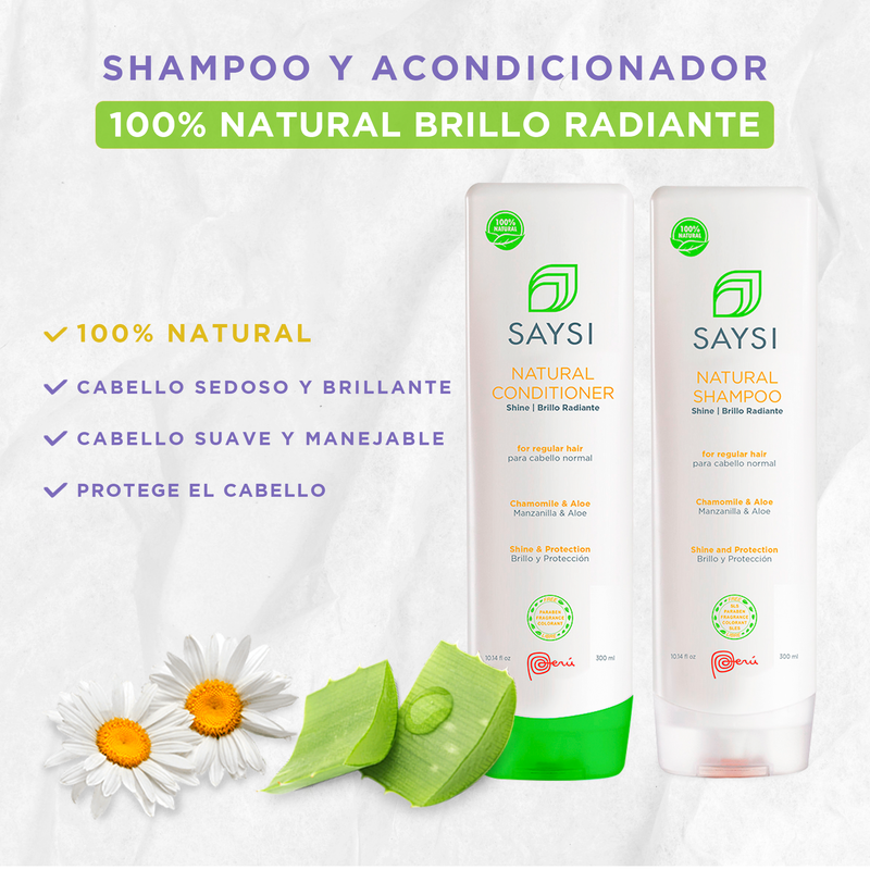Shampoo Natural Brillo Radiante (Manzanilla & Aloe) - Para cabello normal x 300ml