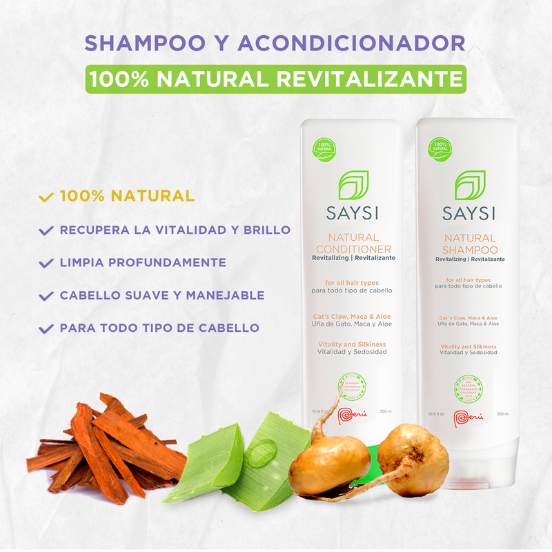 Shampoo Natural Revitalizante (Uña de Gato, Maca & Aloe) - Para cabello mixto x 300ml