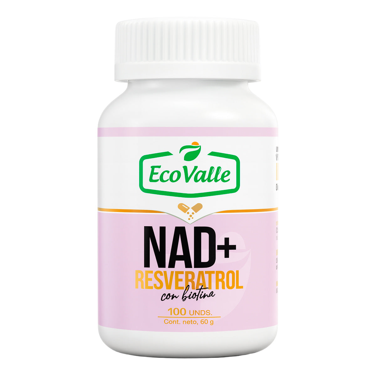 NAD+ con Resveratrol y Biotina en cápsulas (100 x 500mg) | Energía Celular y Antienvejecimiento