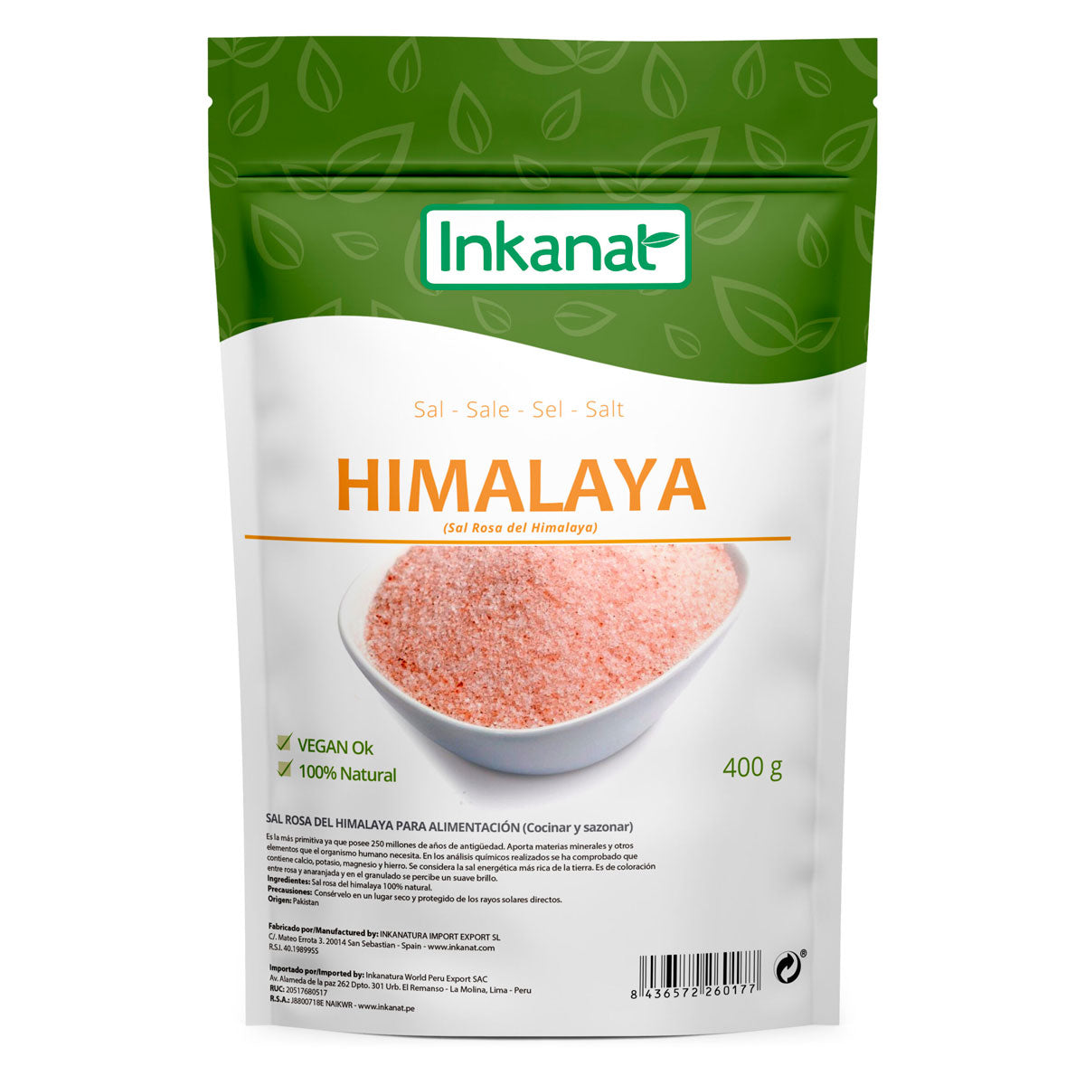 Sal del Himalaya sin Yodo ni Flúor (Origen Pakistán) x 400g