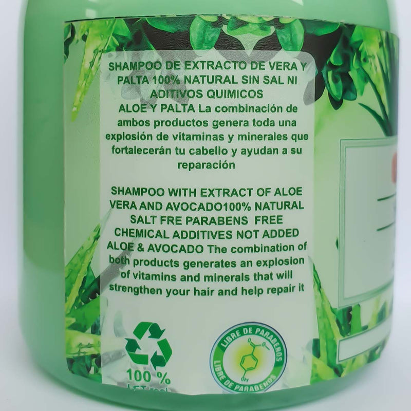 Shampoo Natural de Aloe Vera y Palta x 500ml