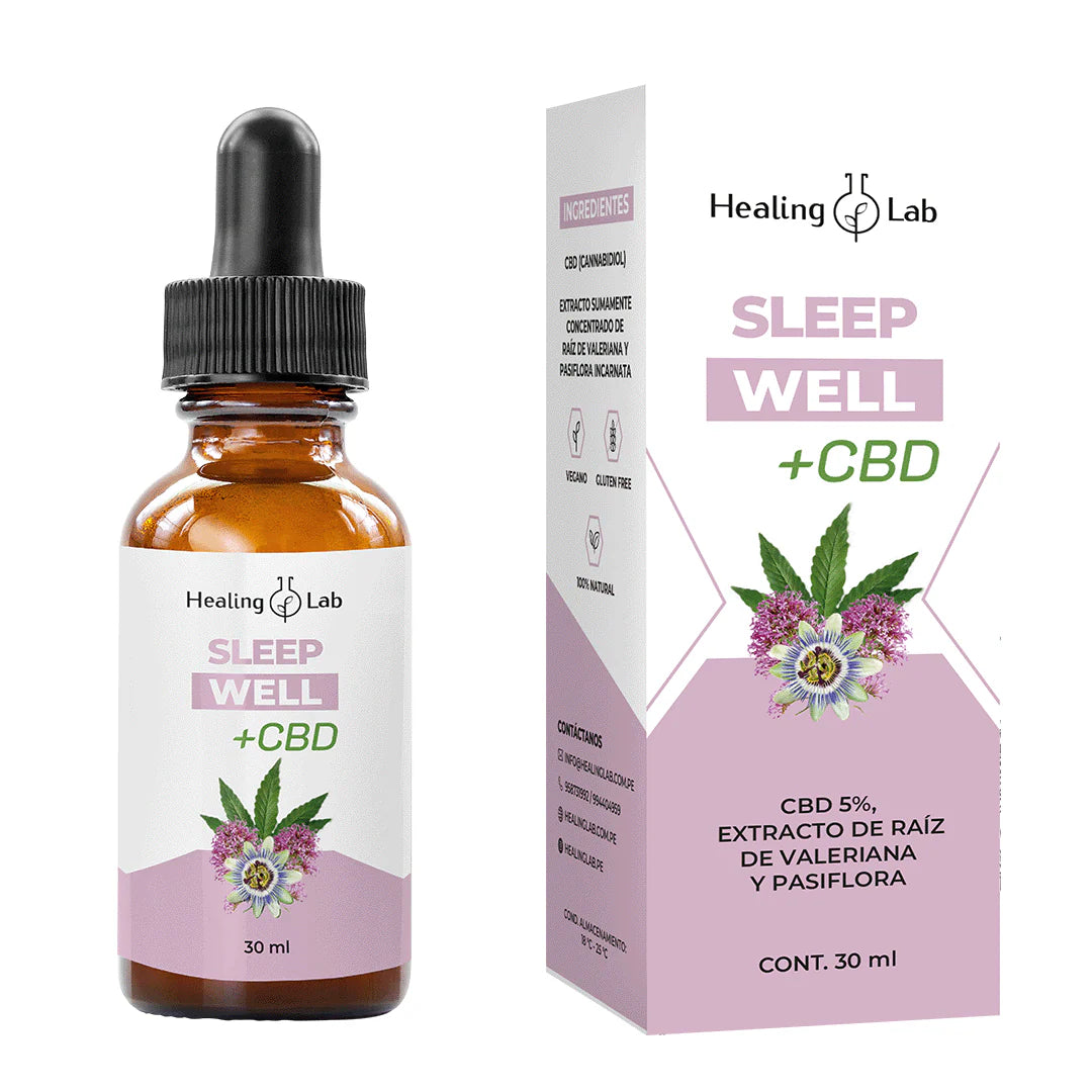 Sleep Well + CBD – Extracto Sublingual Natural con Valeriana, Pasiflora y CBD Puro para un Sueño Profundo x 30ml