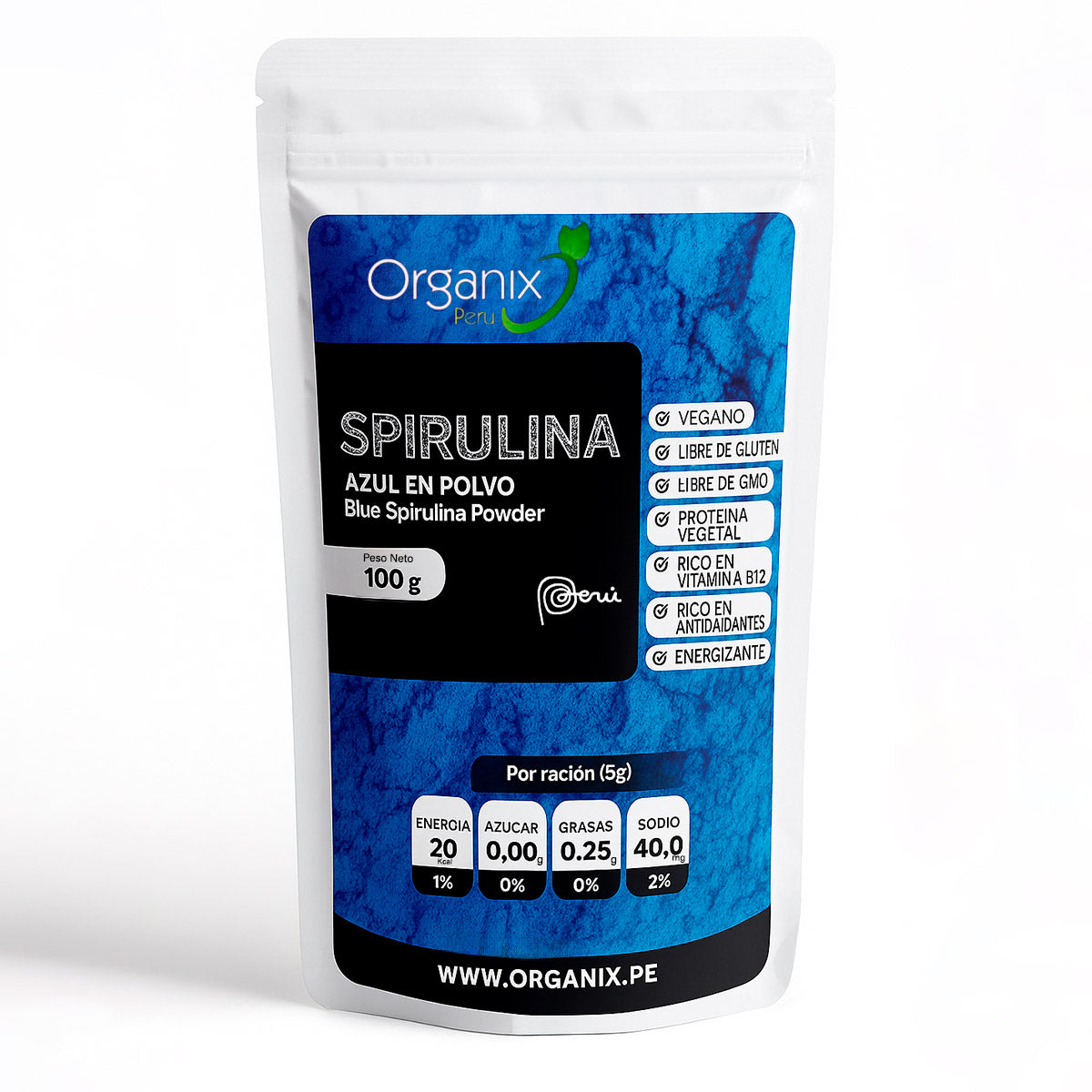Spirulina Azul en Polvo x 100g | Rica en Ficocianina, Antioxidantes y Vitamina B12