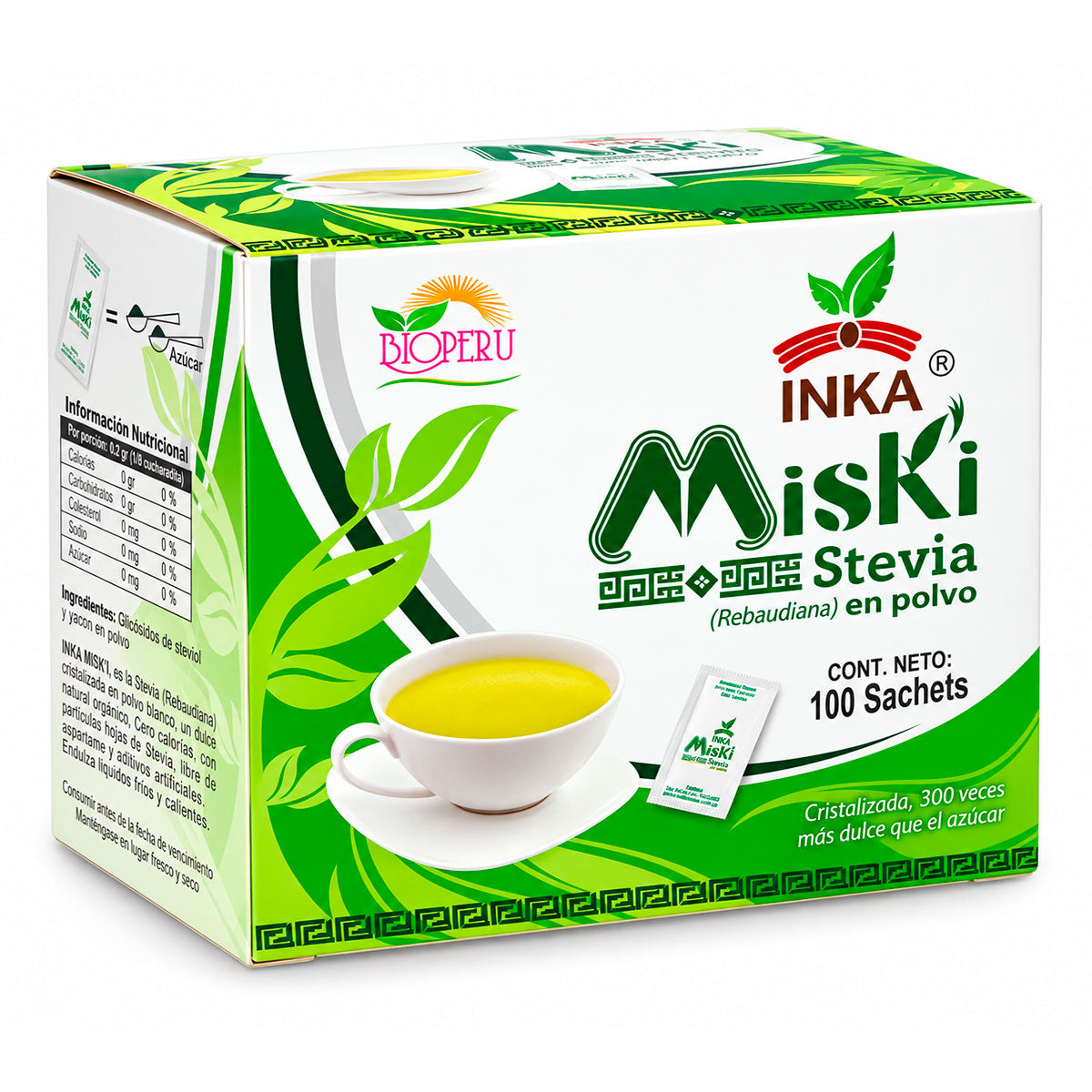 Inka Miski - Stevia Orgánica y Yacón en polvo - Stick Pack x 100u
