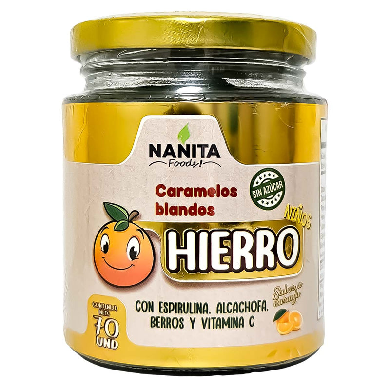 Gomitas de Hierro con Sabor Natural a Naranja para Niños x 70u