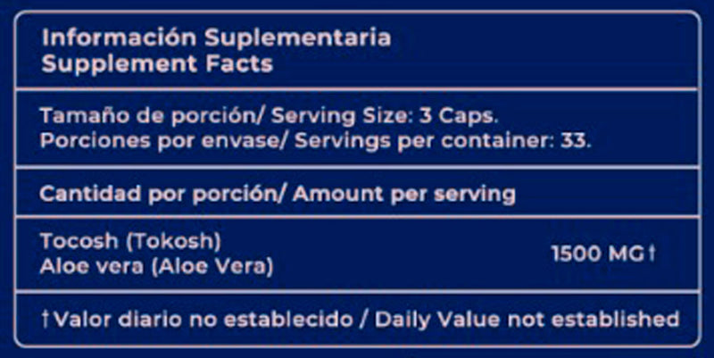 Tocosh con Sábila (Aloe Vera) en cápsulas (100 x 500mg)