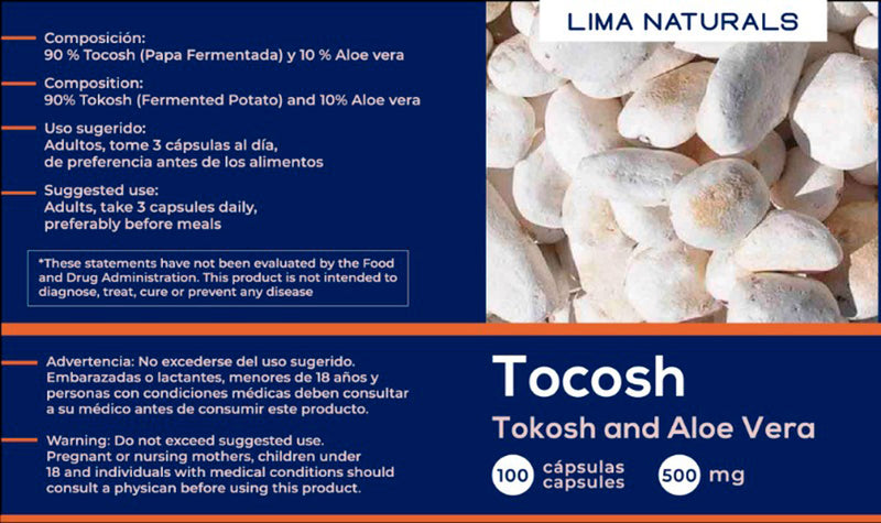 Tocosh con Sábila (Aloe Vera) en cápsulas (100 x 500mg)