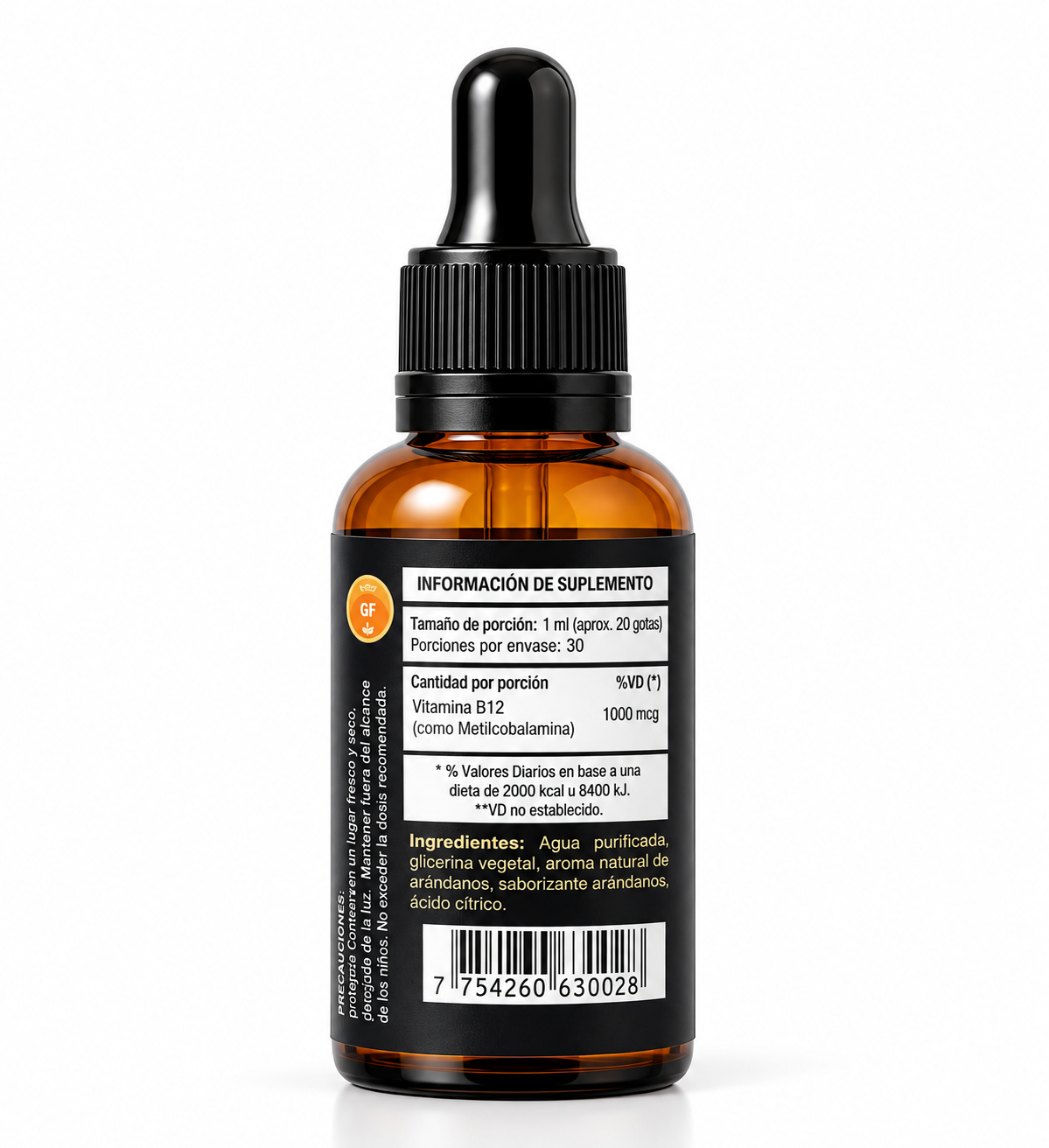Vitamina B12 Sublingual 1000mcg (Metilcobalamina) – Sabor Natural a Arándanos x 30ml