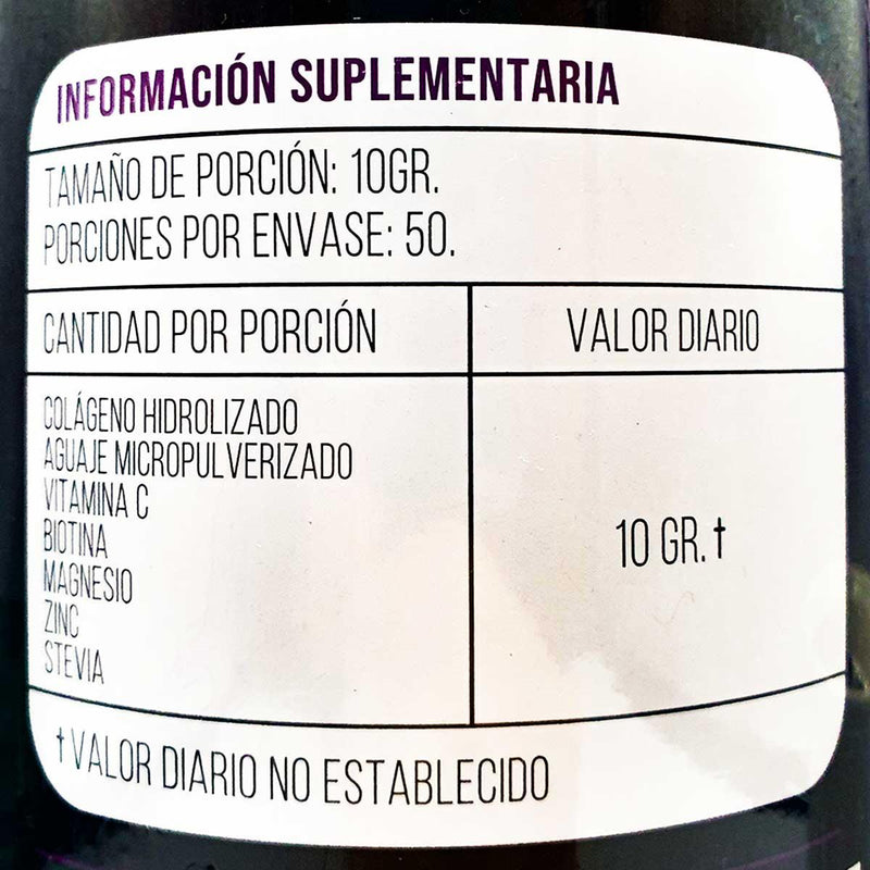 Colágeno Hidrolizado con Aguaje, Biotina y Magnesio - Sabor Mora x 500g - Tikafarma