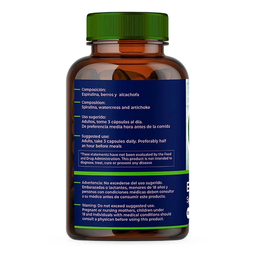 Cápsulas de espirulina – Suplemento en polvo 100% puro de 1000 mg (cápsulas  vegetales de 500 mg) que apoya la desintoxicación natural, beneficia la