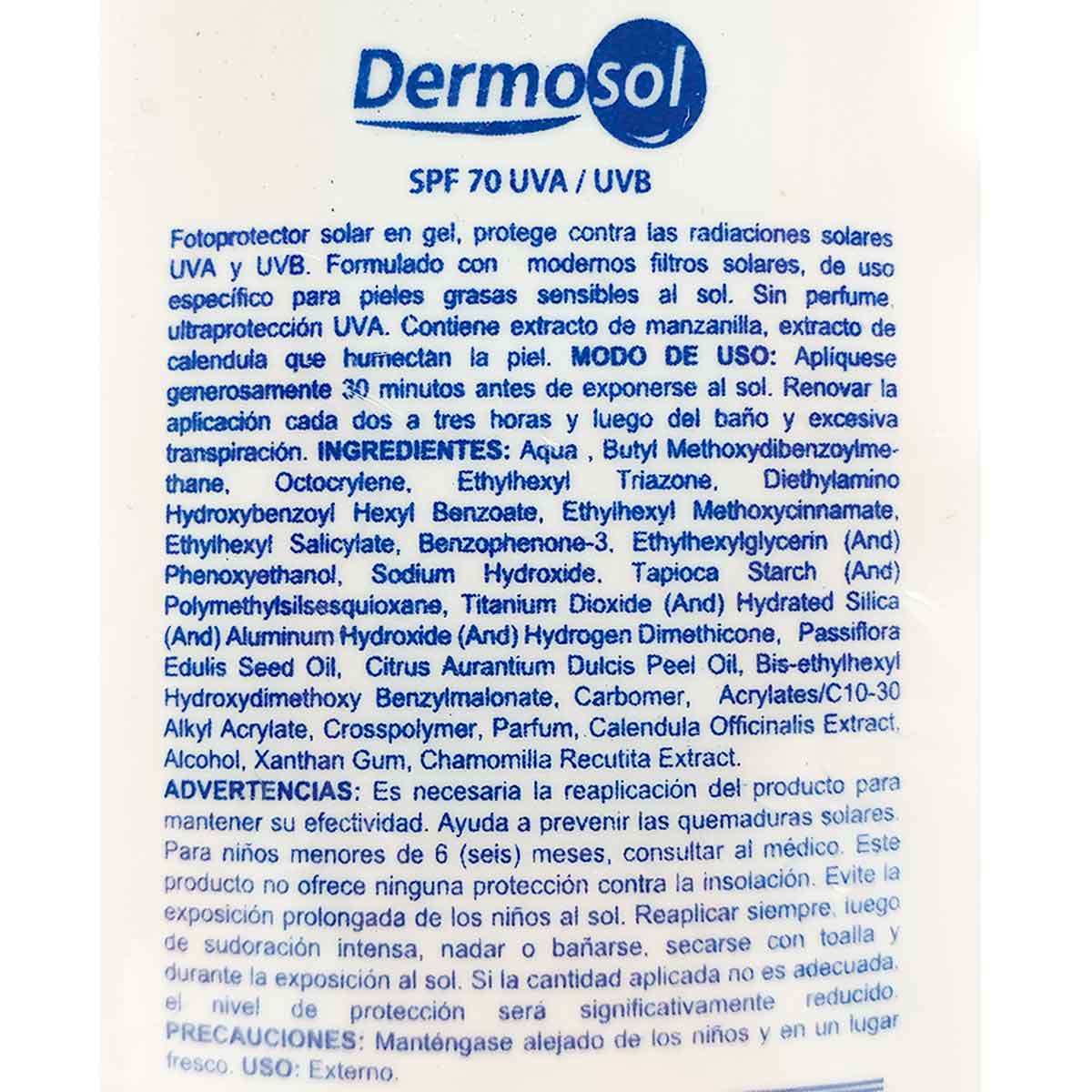 Protector Solar Dermosol Gel Translúcido SPF 70 x 60g