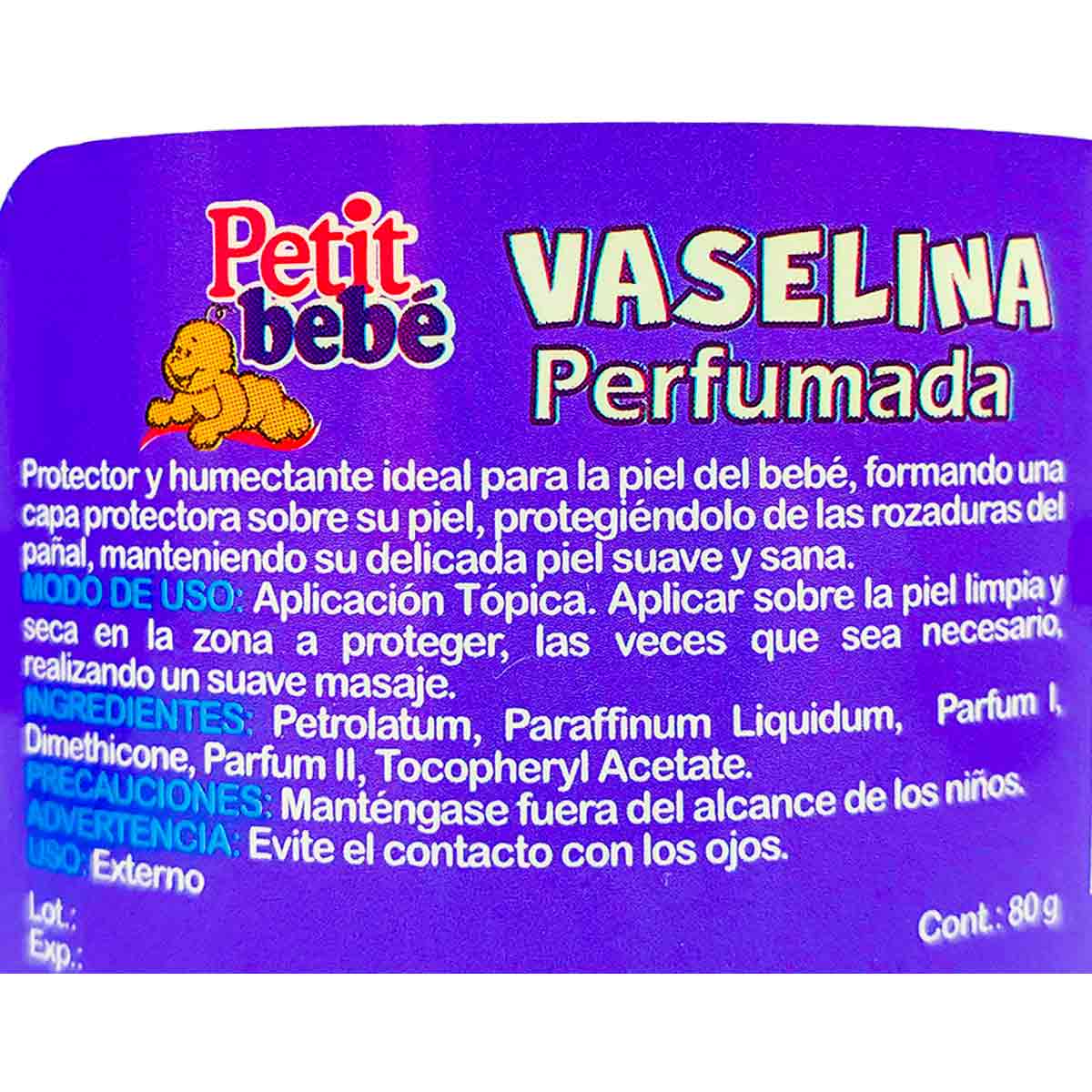 Vaselina Petit Bebé x 80g | Protección para Rozaduras con Vitamina E Hipoalergénica