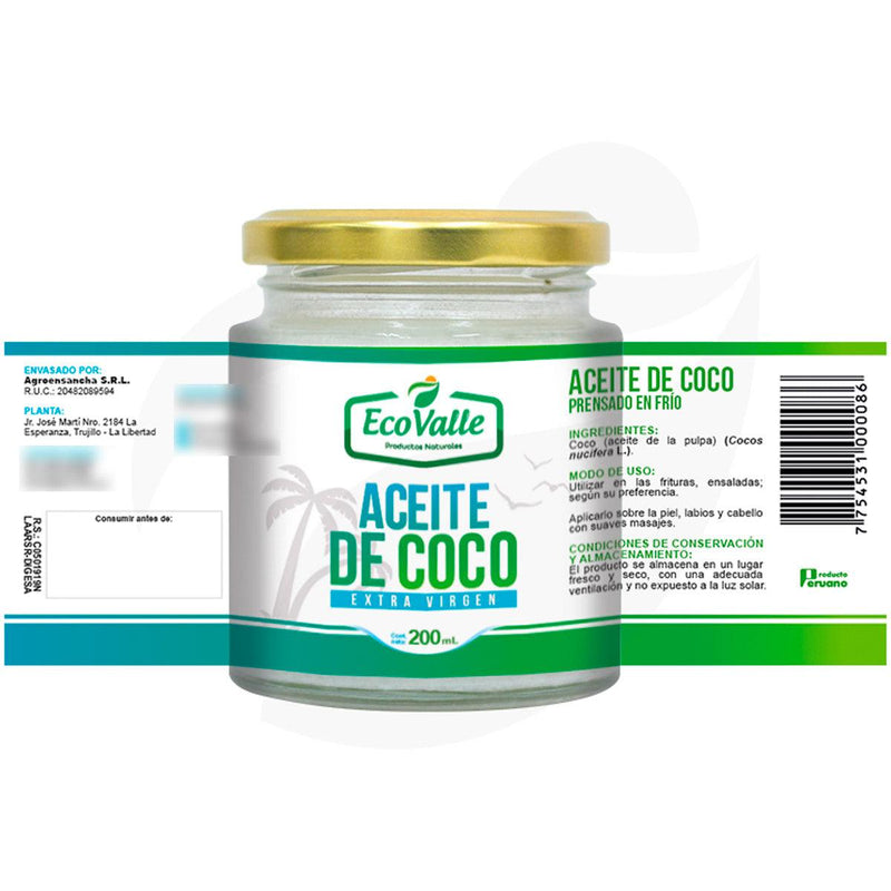 Aceite de Coco Extra Virgen x 200ml - Tikafarma