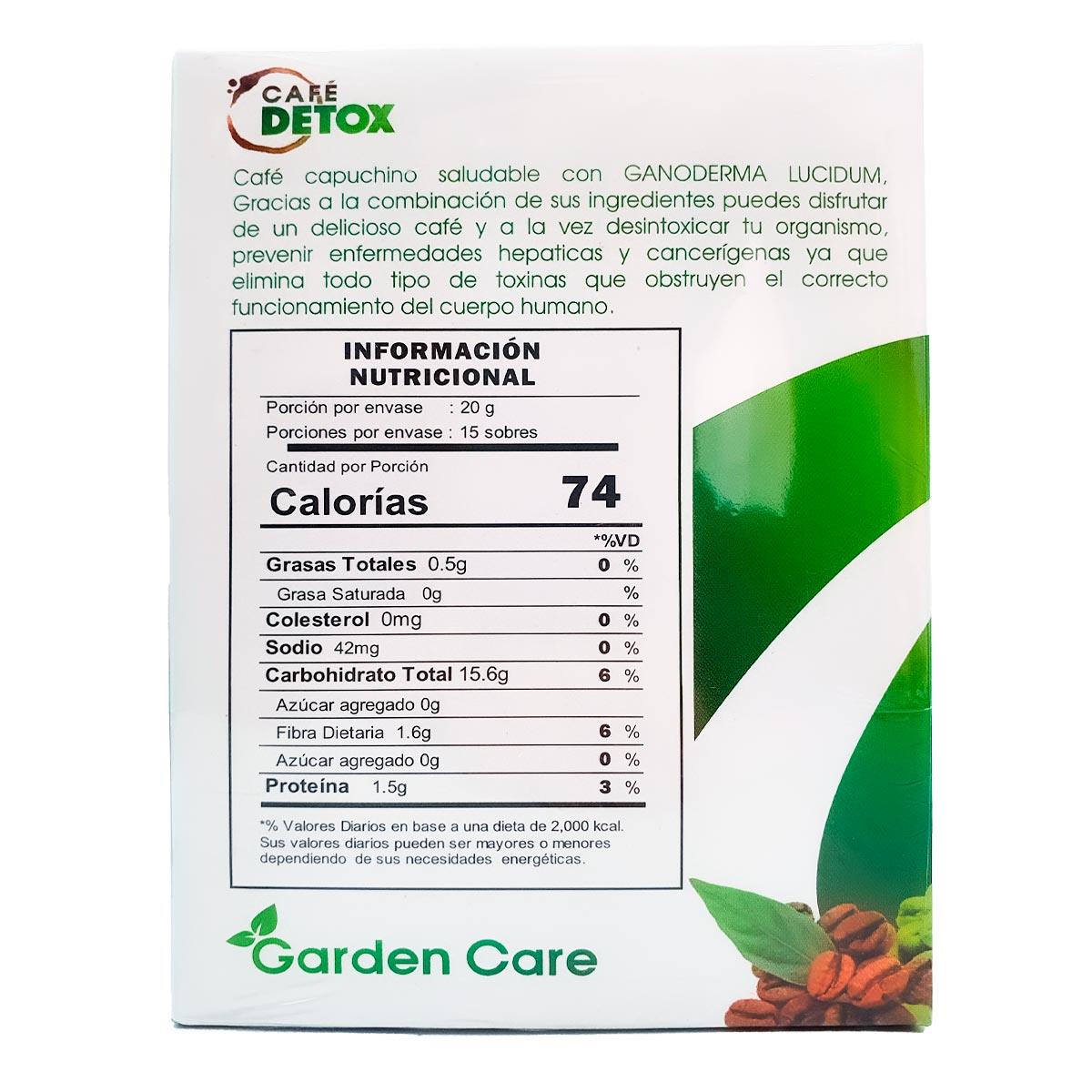 Café Detox - Garcinia Cambogia, Té Verde, Guaraná, Café Verde, Ganoderma x 15 sobres - Tikafarma