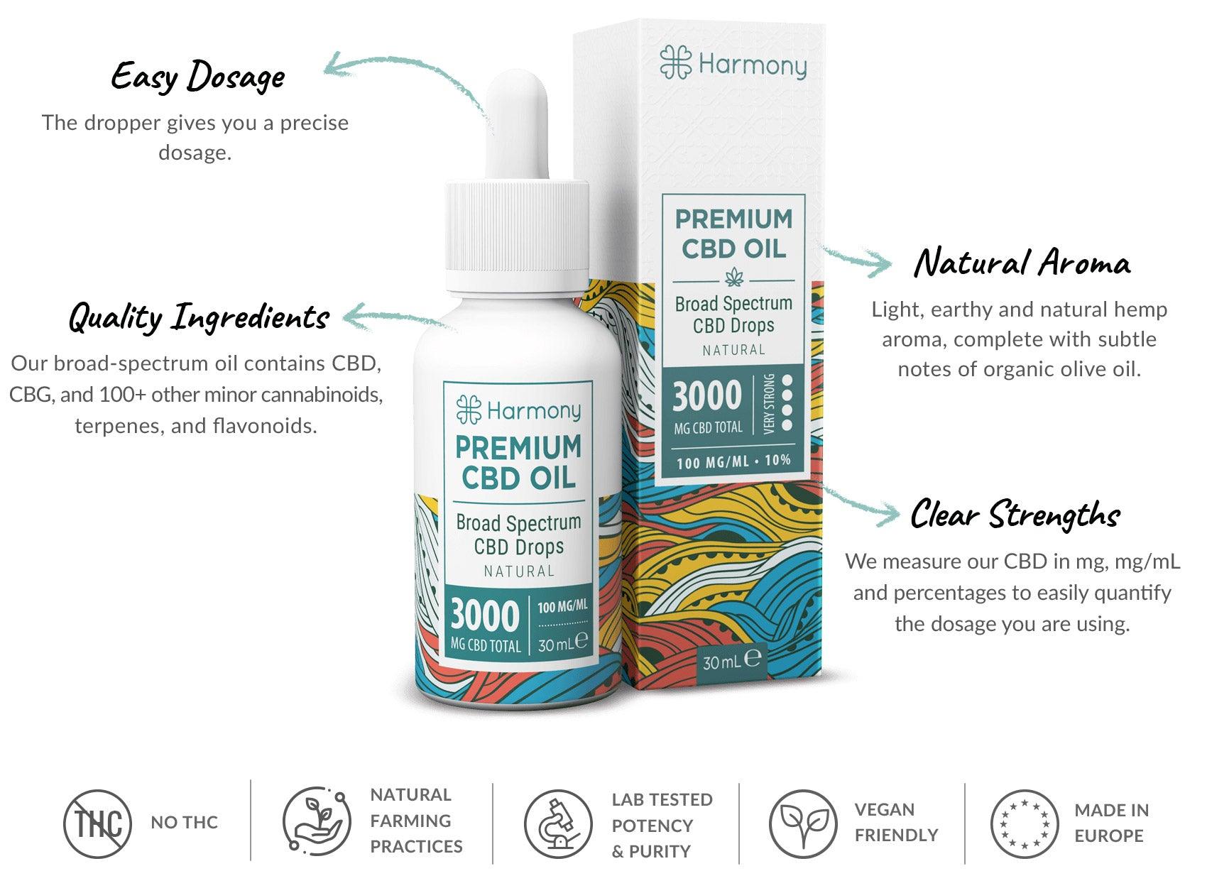Harmony CBD Oil 3000mg x 30ml (10% CBD) - Muy Fuerte - Tikafarma