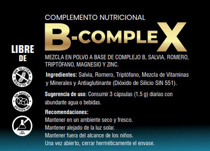 B-Complex: Complejo B + Triptófano + Magnesio + Zinc (60 cápsulas)