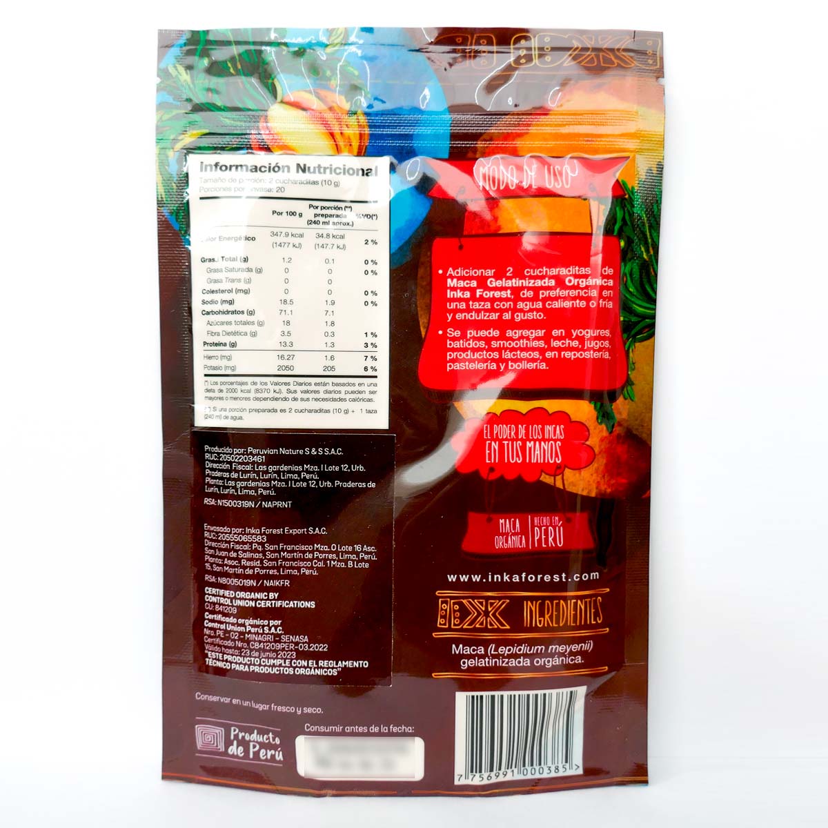 Maca Gelatinizada Orgánica en polvo x 200g