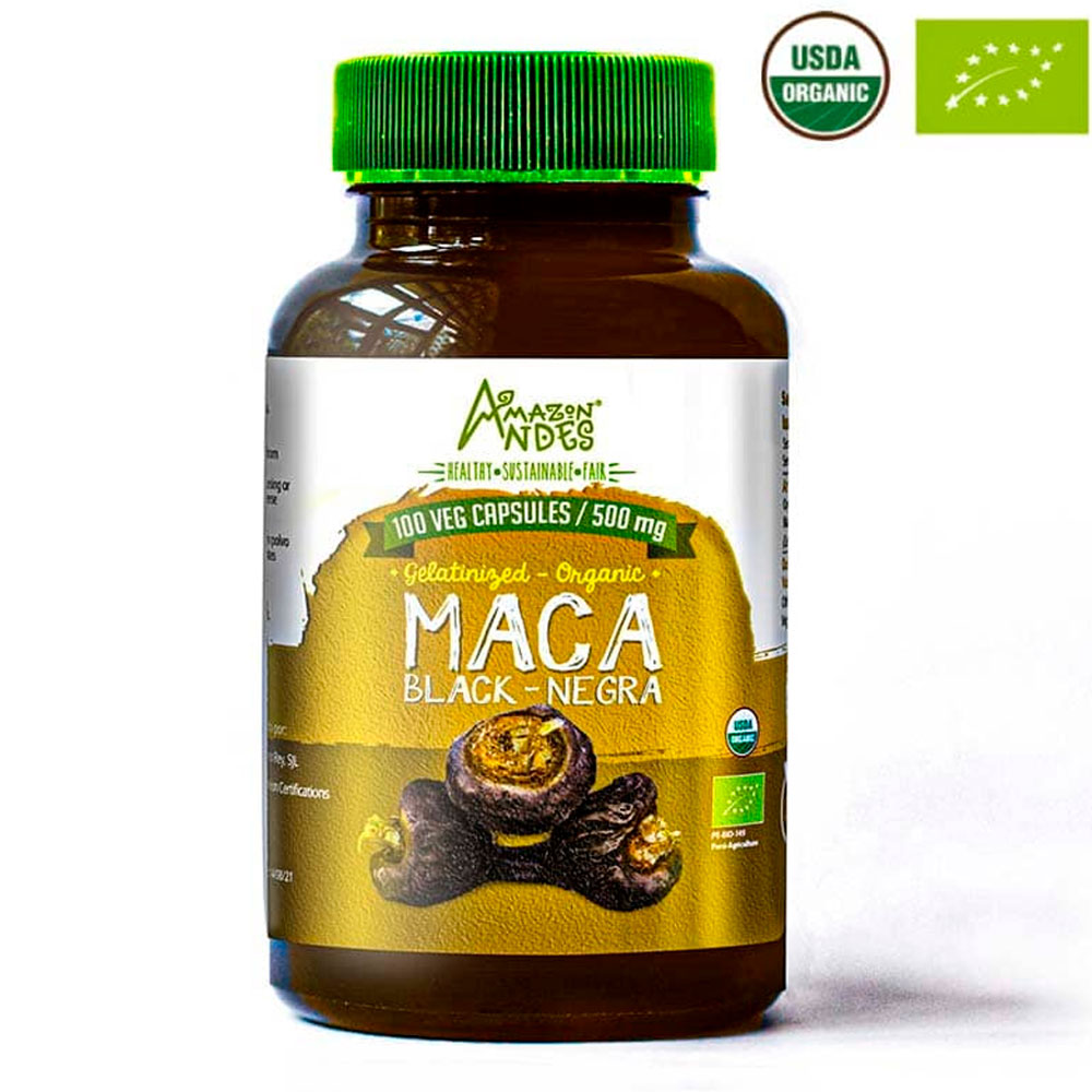 Maca Negra Orgánica Gelatinizada en cápsulas (100 x 500mg)