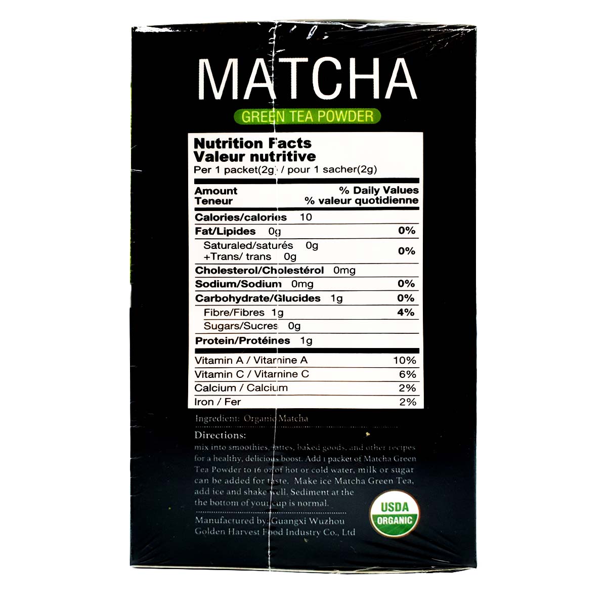 Té Verde Matcha Orgánico x 20 sachets