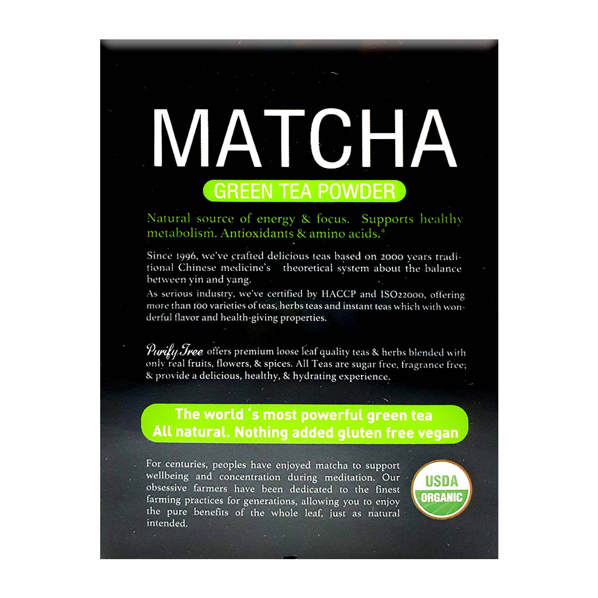 Té Verde Matcha Orgánico x 20 sachets