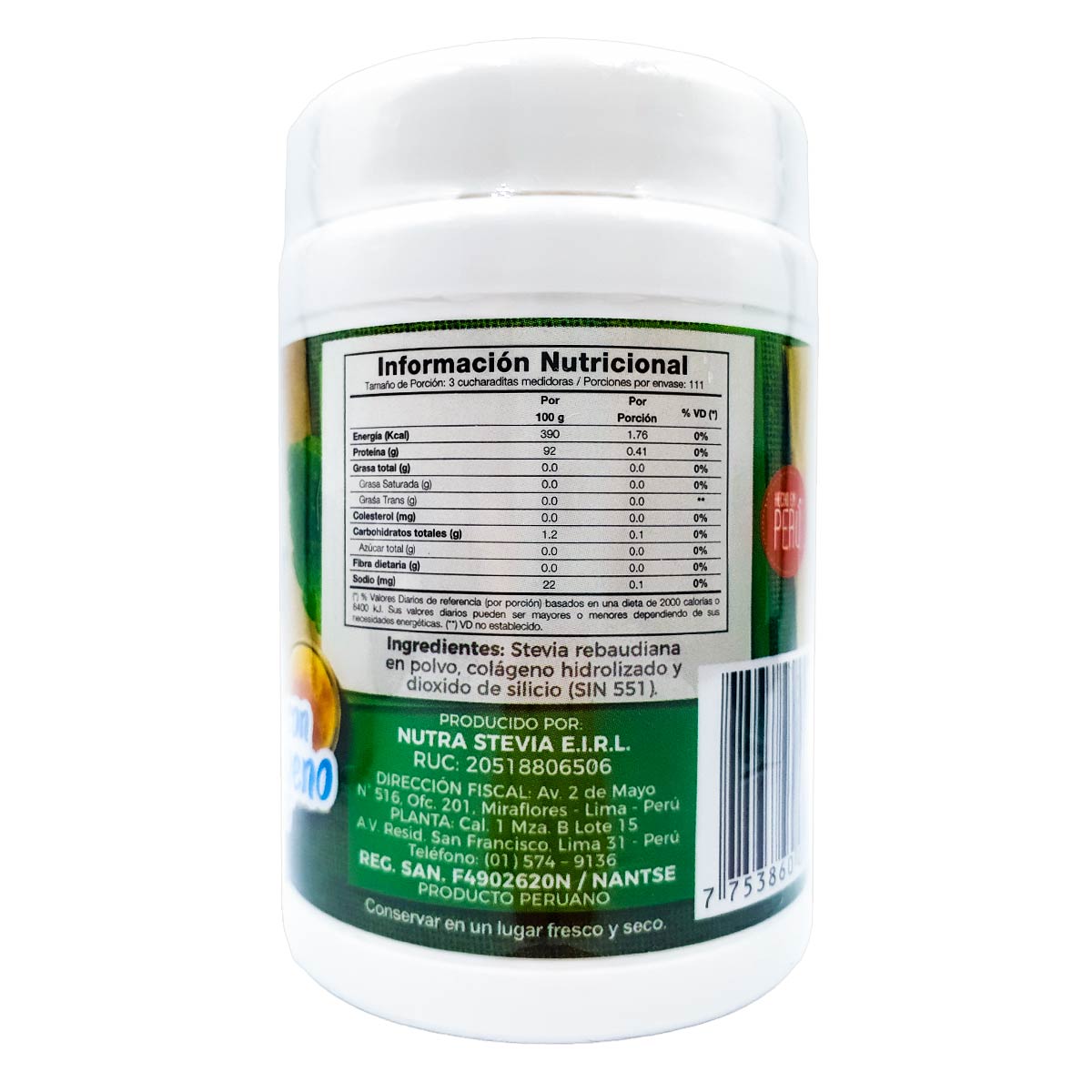 NutraStevia con Colágeno en polvo x 50g